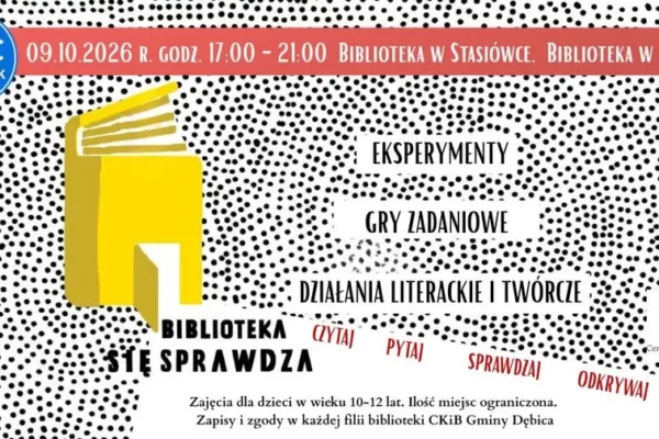 Noc Bibliotek 2026 w Gminie Dębica – wieczór pełen zagadek dla dzieci