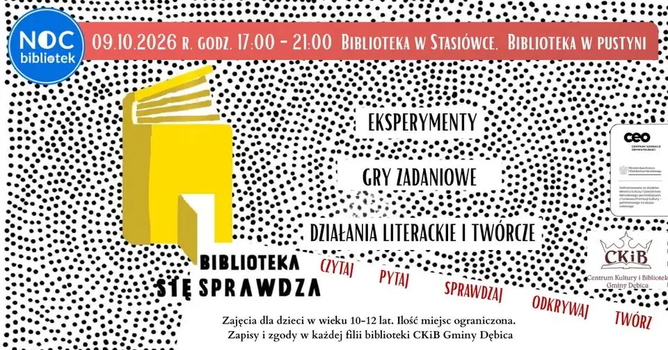 Noc Bibliotek 2026 w Gminie Dębica – wieczór pełen zagadek dla dzieci