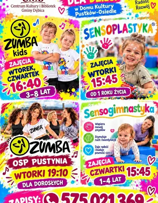 Zumba, sensoplastyka i gimnastyka – nowe zajęcia w Domu Kultury w Pustkowie-Osiedlu