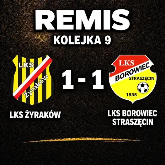 LKS Żyraków remisuje z LKS Borowiec Straszęcin 1:1 w meczu ligowym