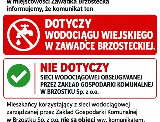 Woda w Brzostku bezpieczna. Komunikat o Zawadce Brzosteckiej nie dotyczy wszystkich